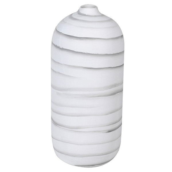 Large White Stripe Vase