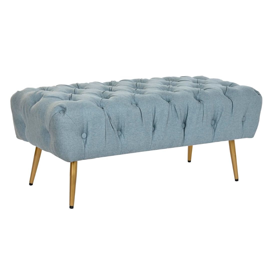 Light Blue Polyester Bench with Gold Legs