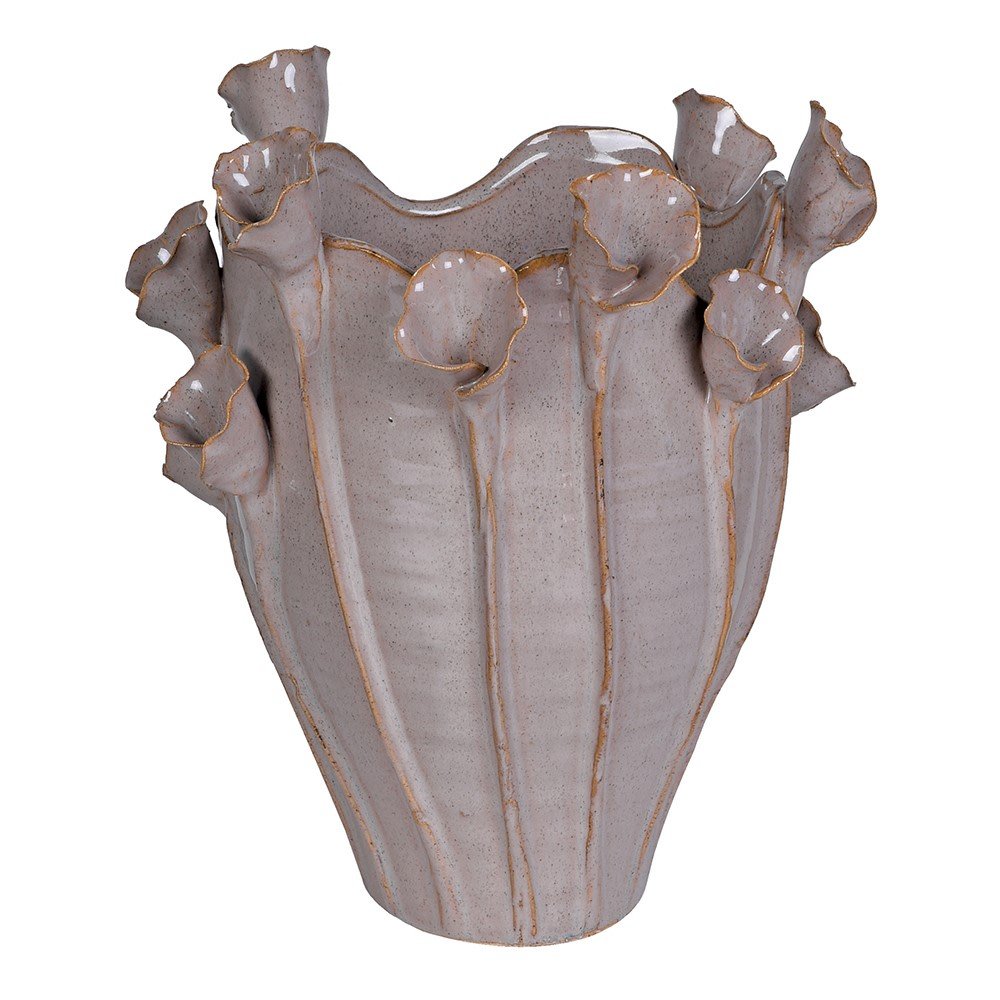 Lilac Lily Vase – Elegant Stoneware Decor for Dry Flowers