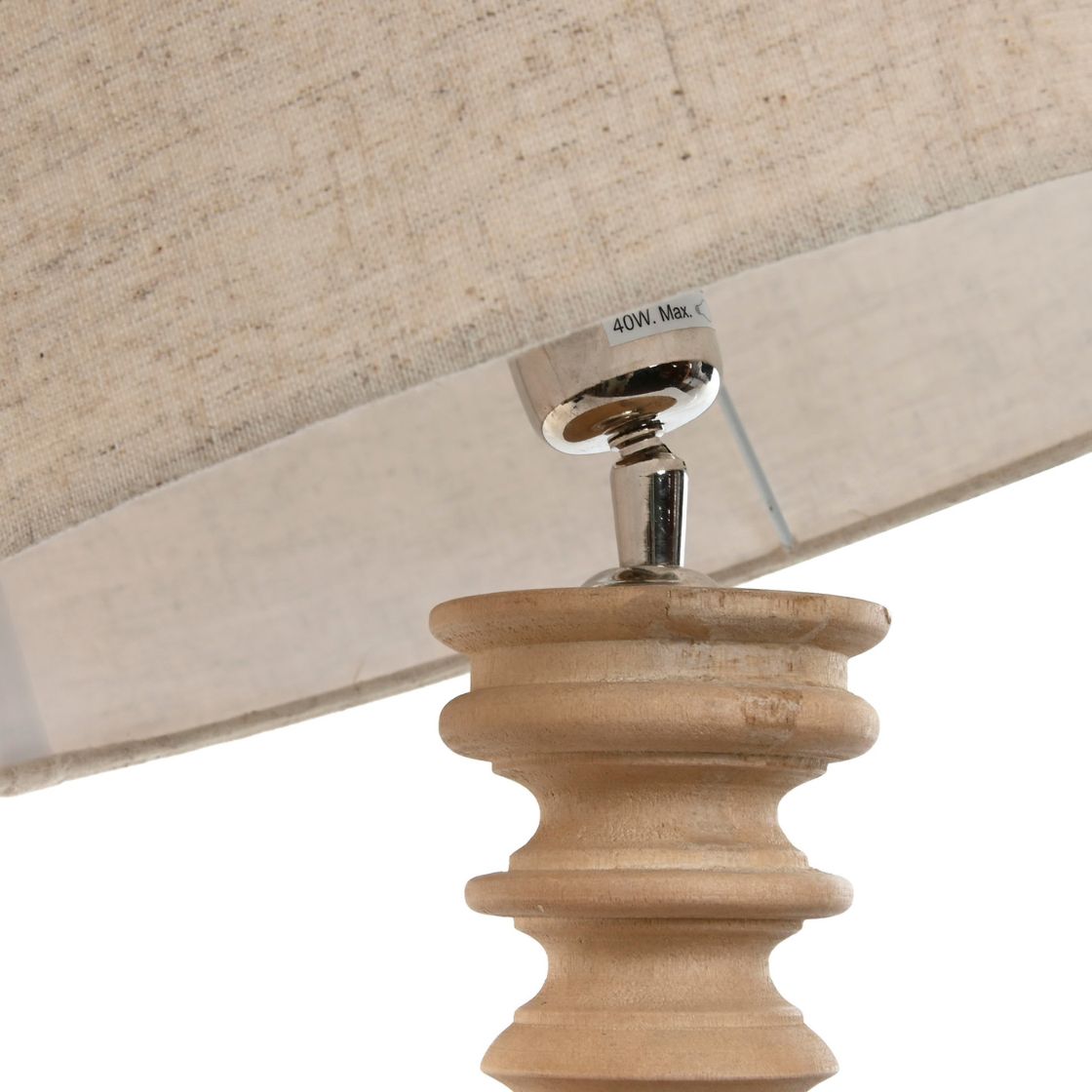 Mango Wooden Base Table Lamp w/Cotton Shade - LUXONAS