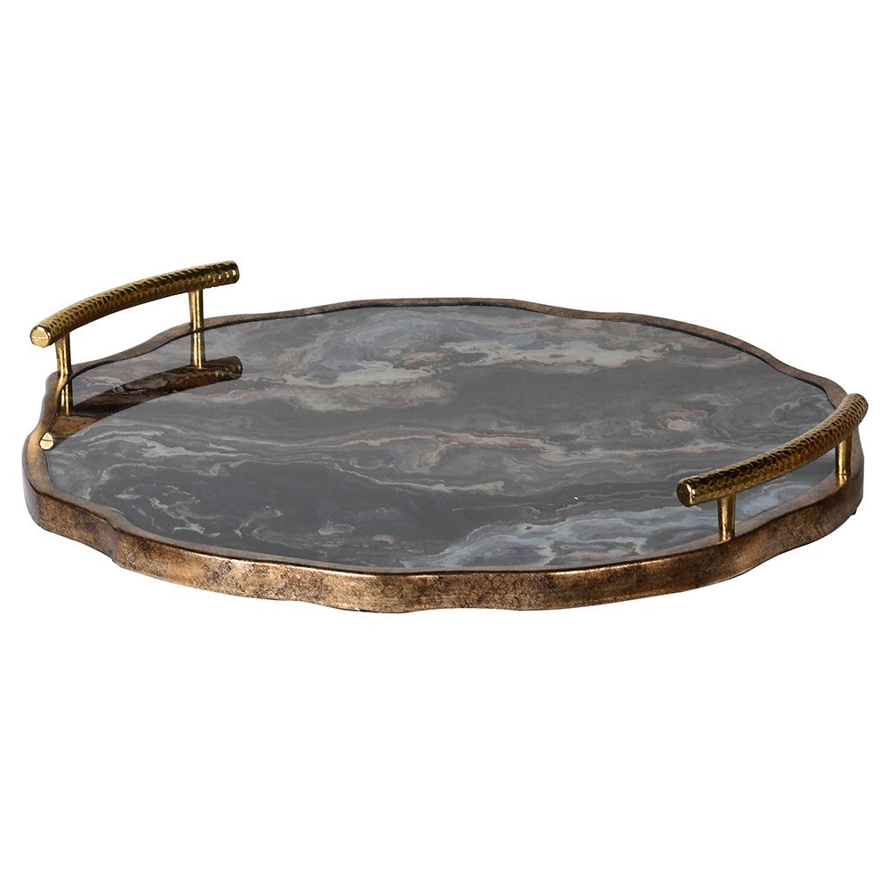 Marble Effect Flat Tray - Elegant Serving and Decorative Tray