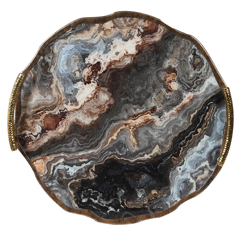 Marble Effect Flat Tray - Elegant Serving and Decorative Tray - LUXONAS