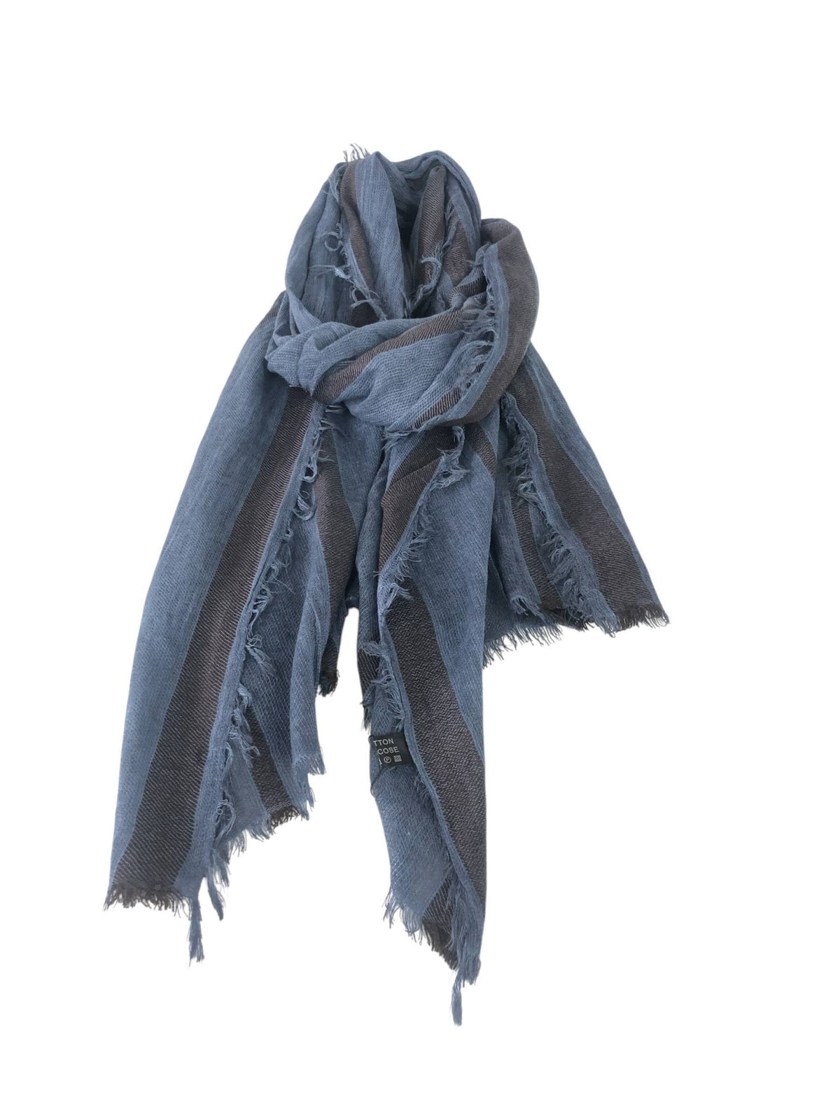 Men's striped scarf, cotton and viscose F91645 Dark Blue