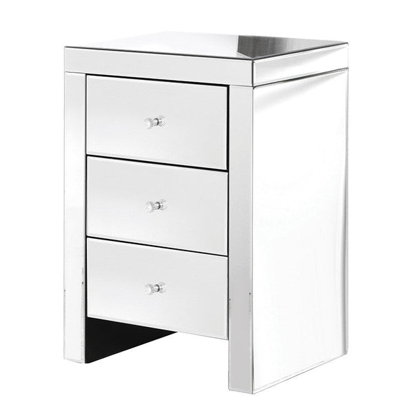 Myra 3 Drawer Mirrored Bedside Table