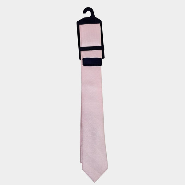 Navy/Baby Pink Tie and Pocket Square Set