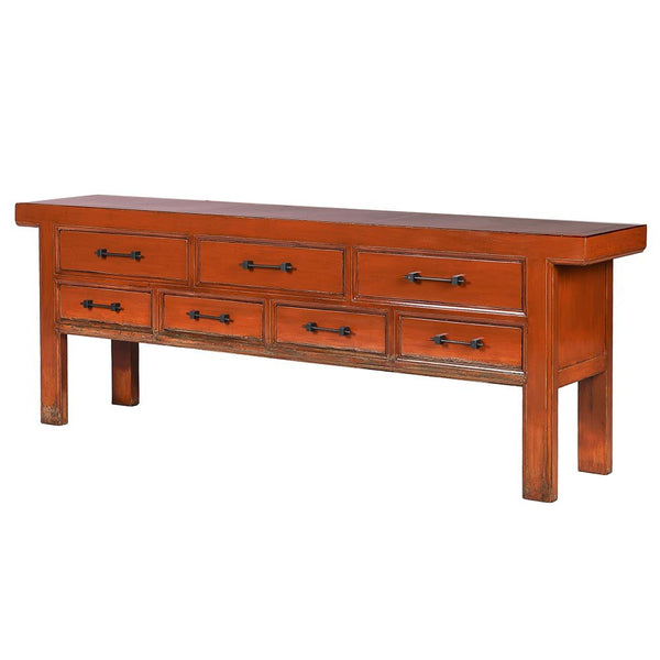 Oriental Burnt Orange Seven-Drawer Sideboard