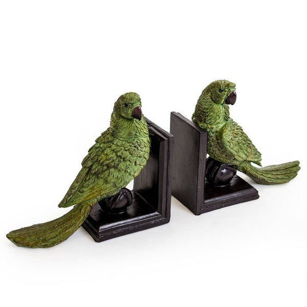 Pair of Green Parrot on Ball Bookends
