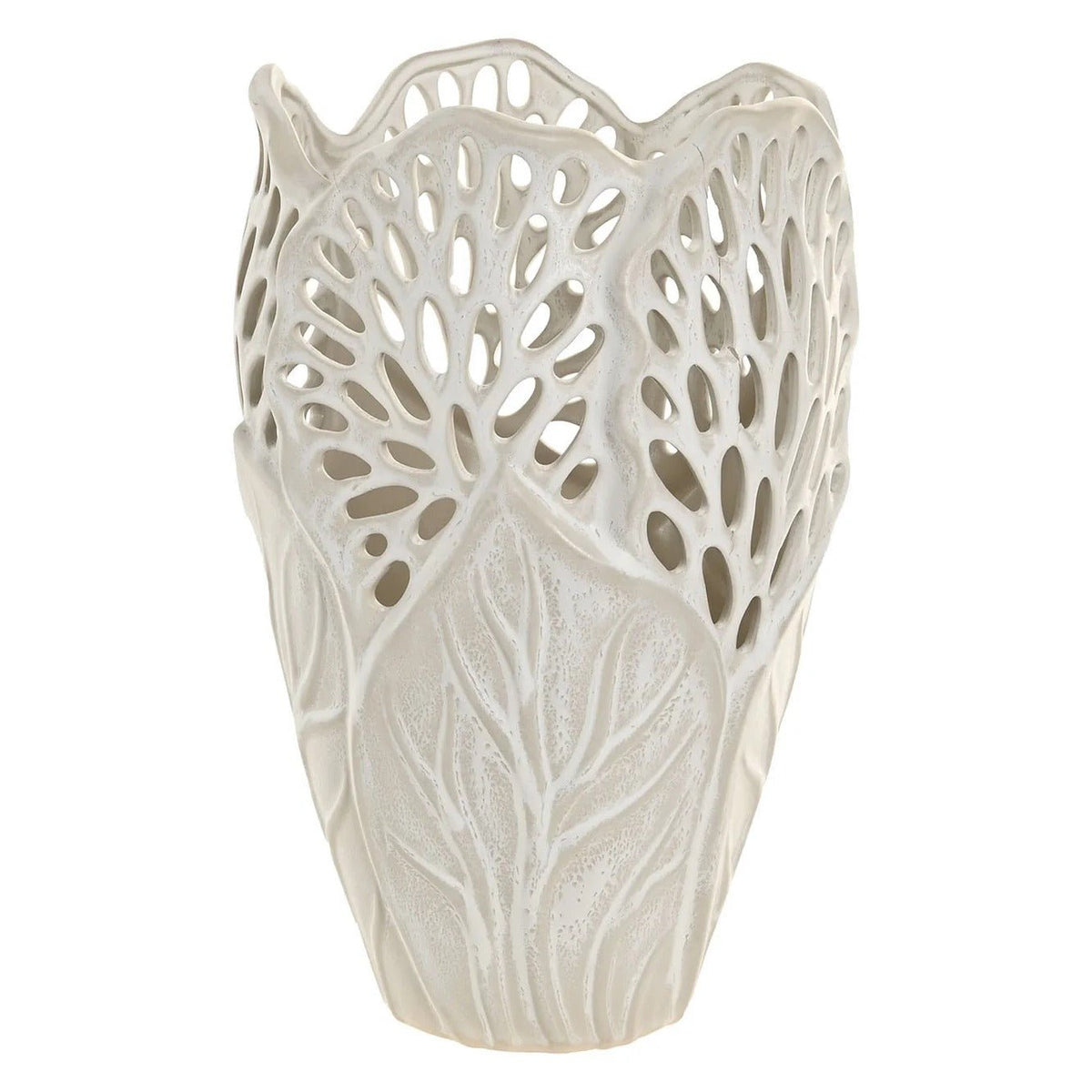 Patterned Ceramic Vase White Finish 36cm