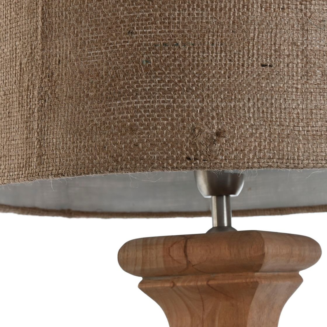 Pedestal Wooden Base Table Lamp w/Jute Shade - LUXONAS
