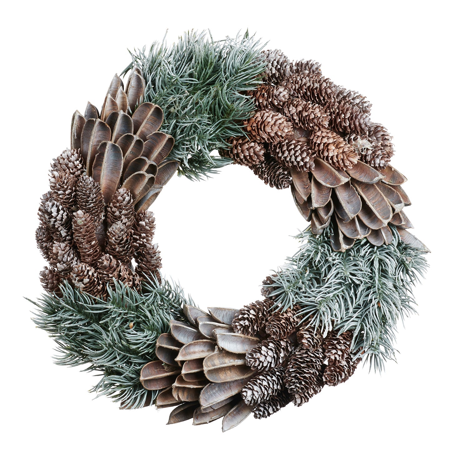 Pine & Frost Wreath 34cm - Festive Decor for Every Occasion - LUXONAS
