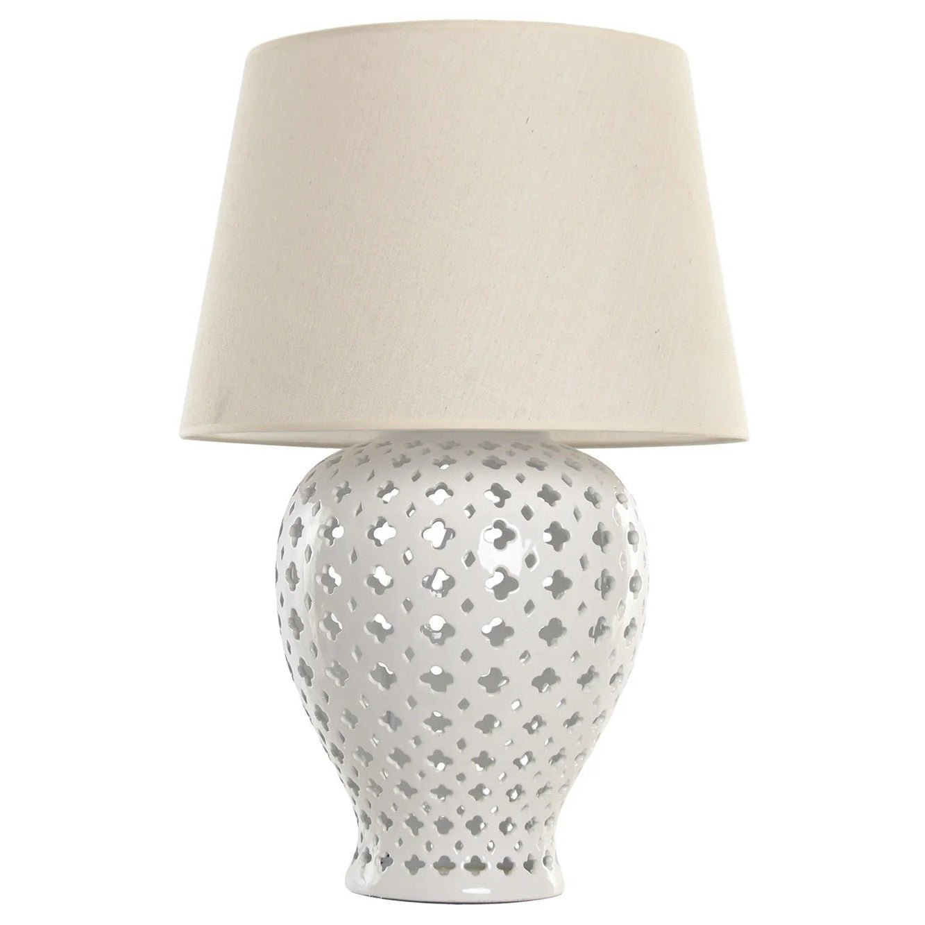 Porcelain Table Lamp with Linen Shade