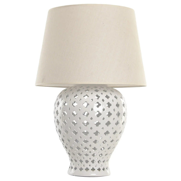 Porcelain Table Lamp with Linen Shade