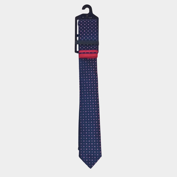 Red Spotted Tie and Pocket Square Set for Sustainable Style