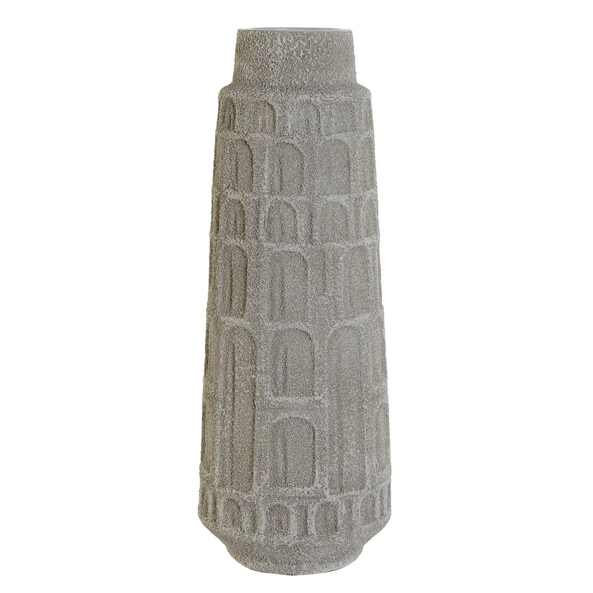 Resin Vase Wrinkled White Finish 41cm