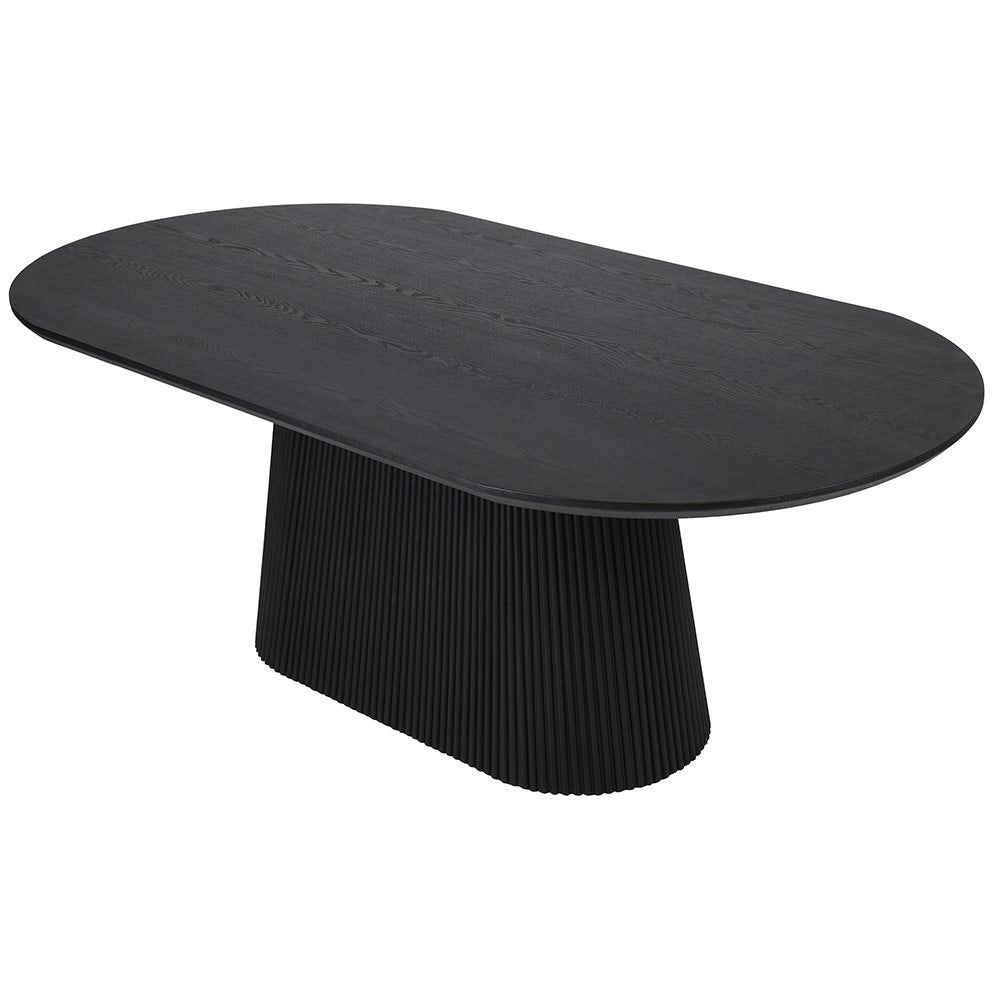 Ribbed Bottom Dining Table - Elegant Oak and Plywood Design - LUXONAS