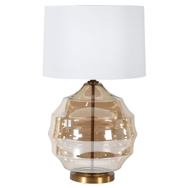 Ribbed Round Glass Table Lamp