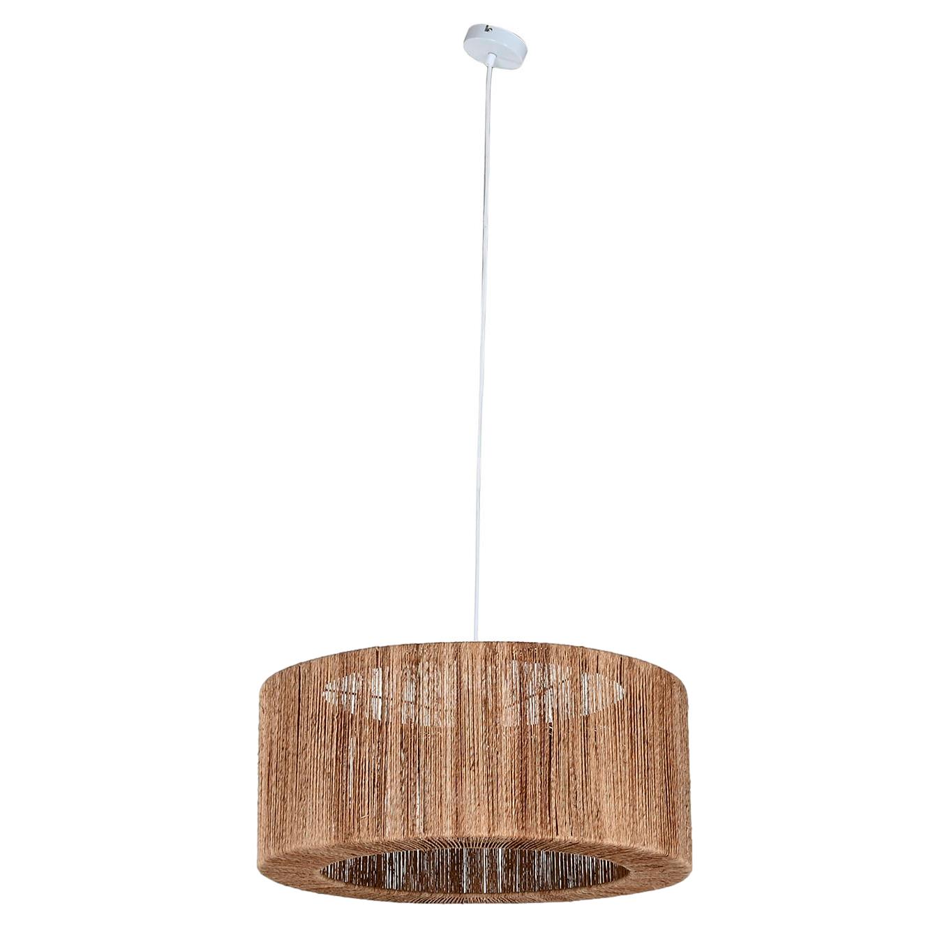 Round Flat Jute Pendant Lamp - LUXONAS