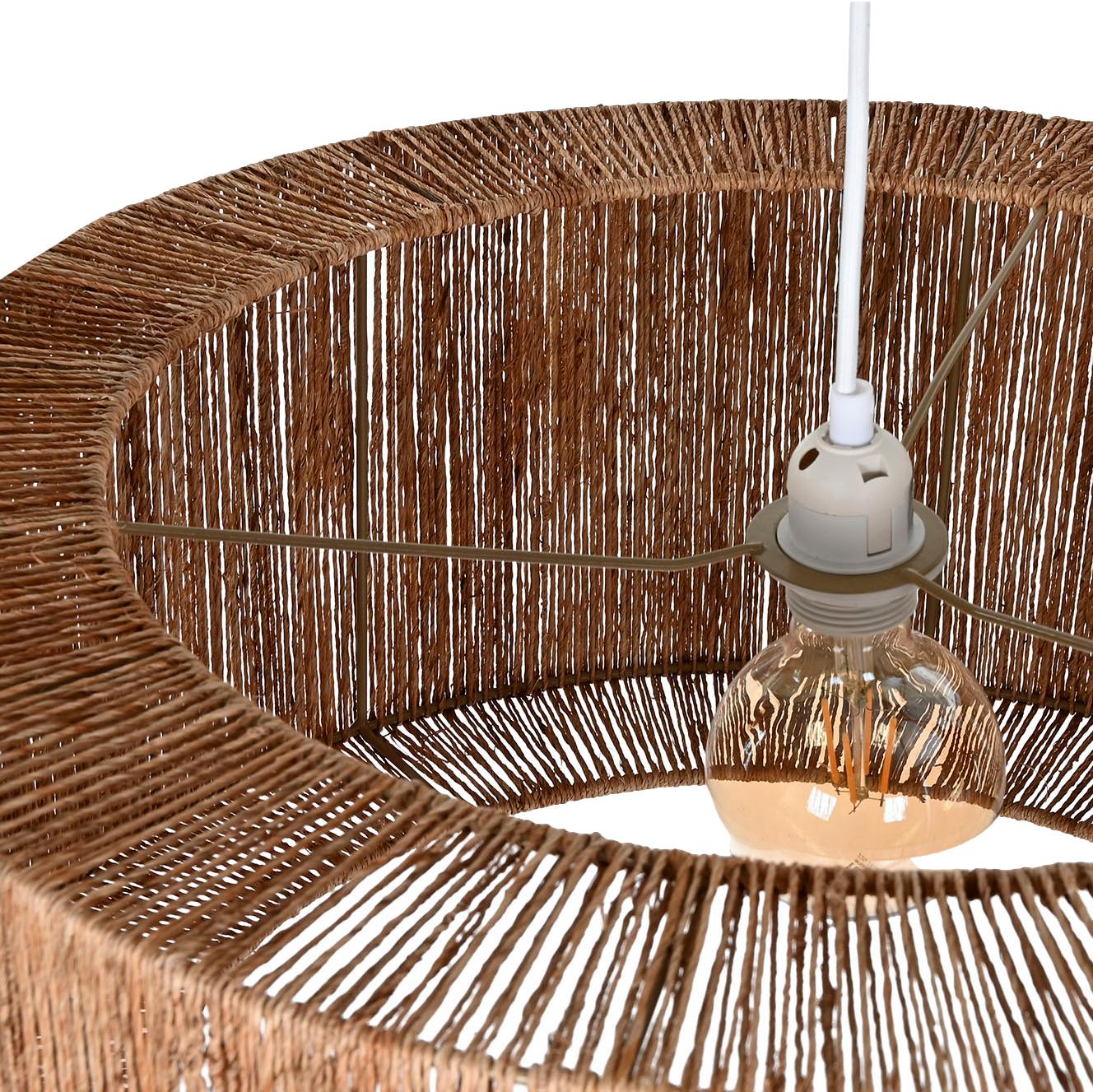 Round Flat Jute Pendant Lamp - LUXONAS