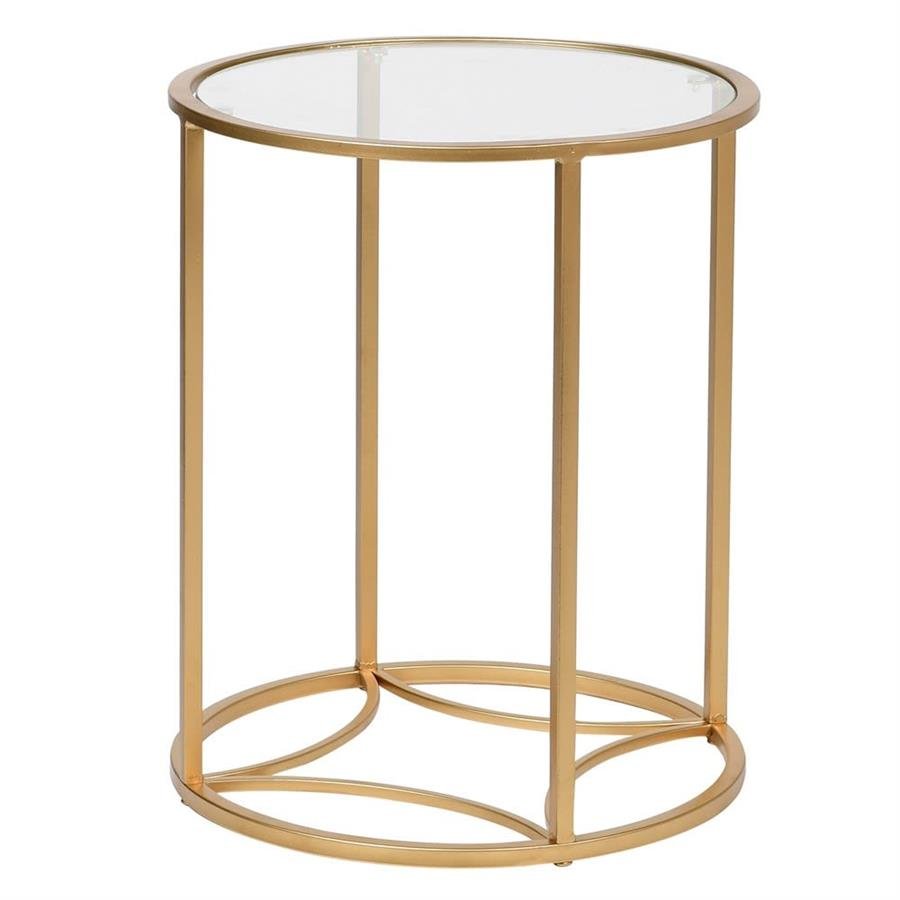 Elegant Round Gold Side Table with Glass Top