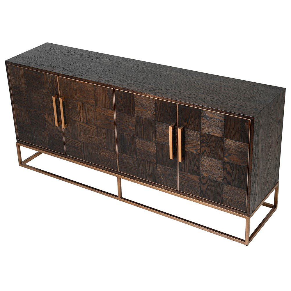 Rove Parquet Sideboard - Elegant Oak & Iron Design - LUXONAS