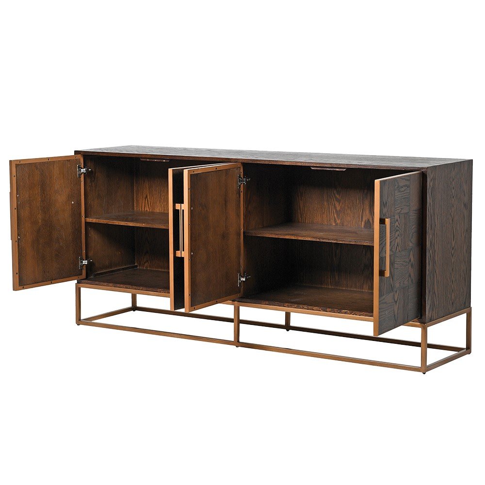Rove Parquet Sideboard - Elegant Oak & Iron Design - LUXONAS