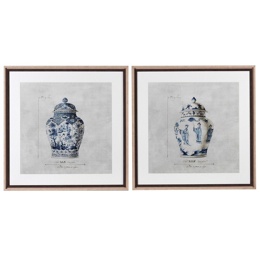 S/2 Chinoiserie Urn Picture - Elegant Wall Art