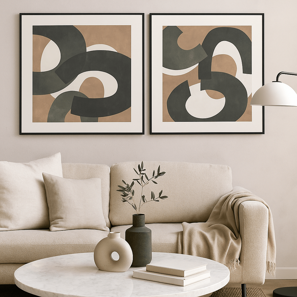 S/2 Hand Painted Black Frame Wall Art - LUXONAS