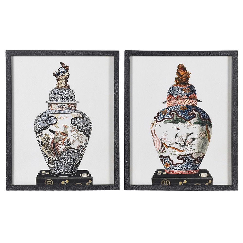 S/2 Imari Vase Prints - Elegant Framed Art - LUXONAS
