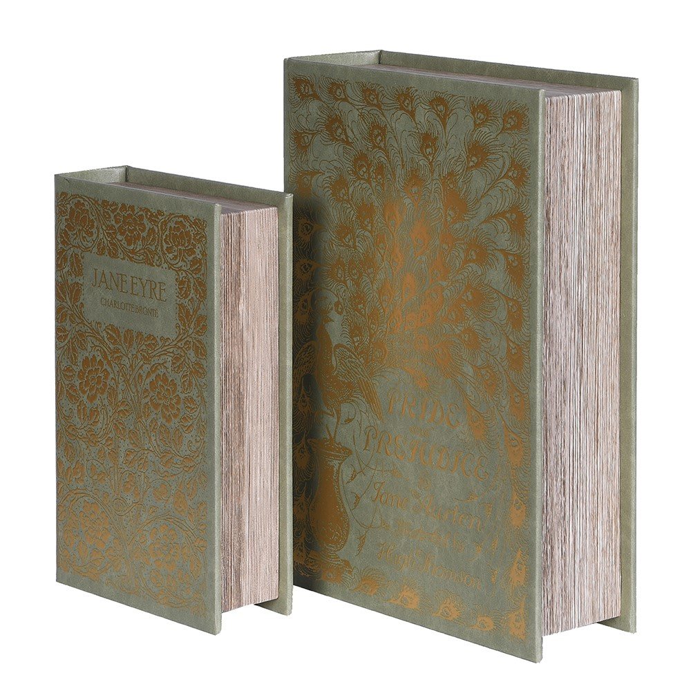 S/2 Jane Eyre Book Boxes - Elegant Storage Solution