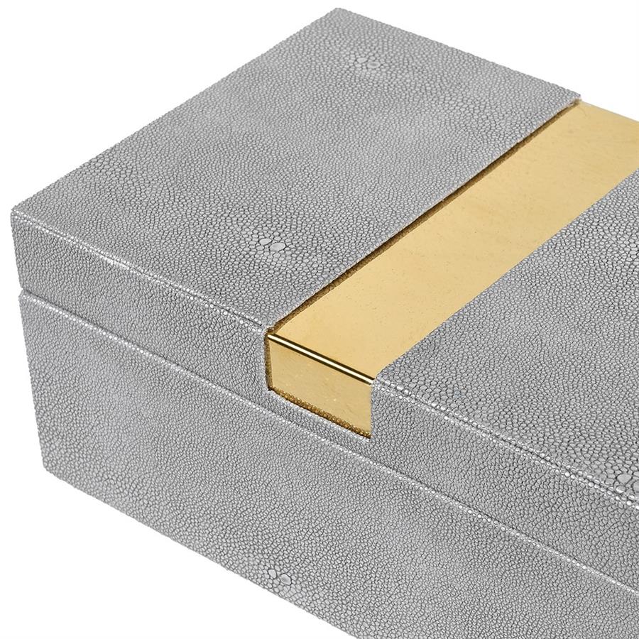 S/2 Shagreen Gold Storage Boxes with Gold Trim - LUXONAS