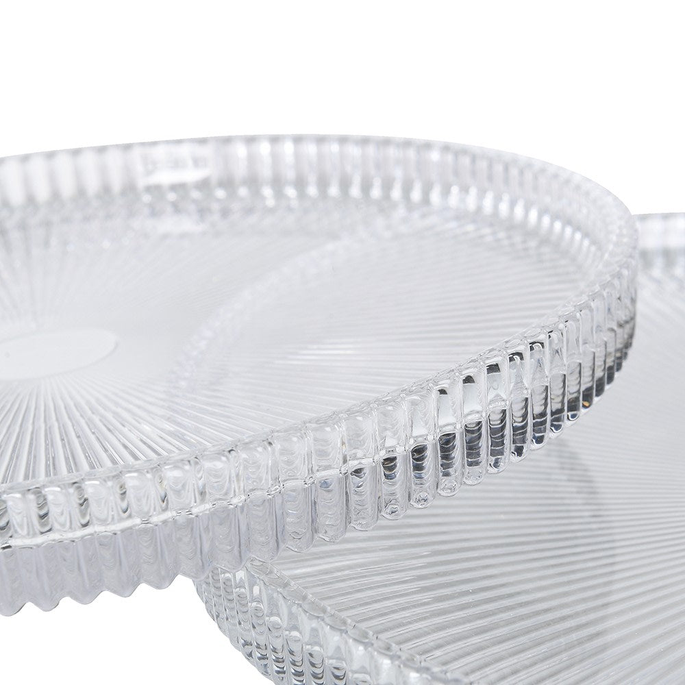 S/3 Ribbed Candle Plates - Elegant Decorative Glass - LUXONAS