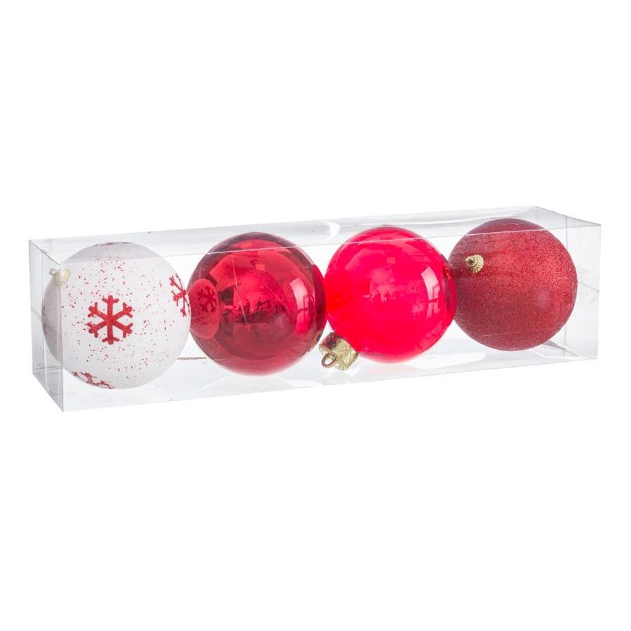 S/4 Red & White Hanging Baubles