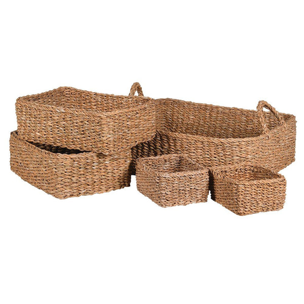 Set of 5 Multisize Woven Seagrass Trays