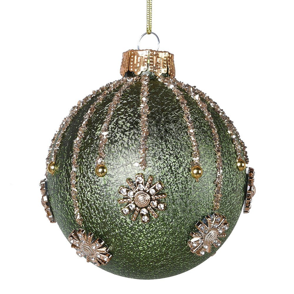 Sage Snowflake Glitter Bauble