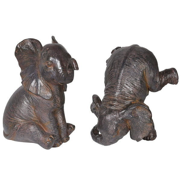 Set of 2 Decorative Playing Elephant Figurines