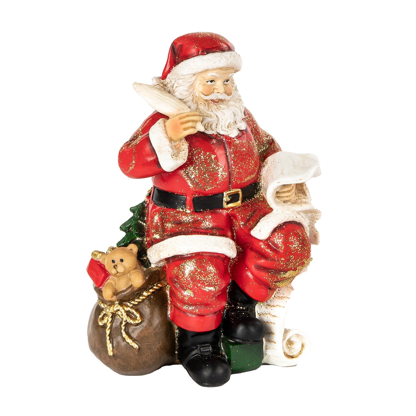 Sitting Santa with Scroll - Festive Holiday Decor - LUXONAS
