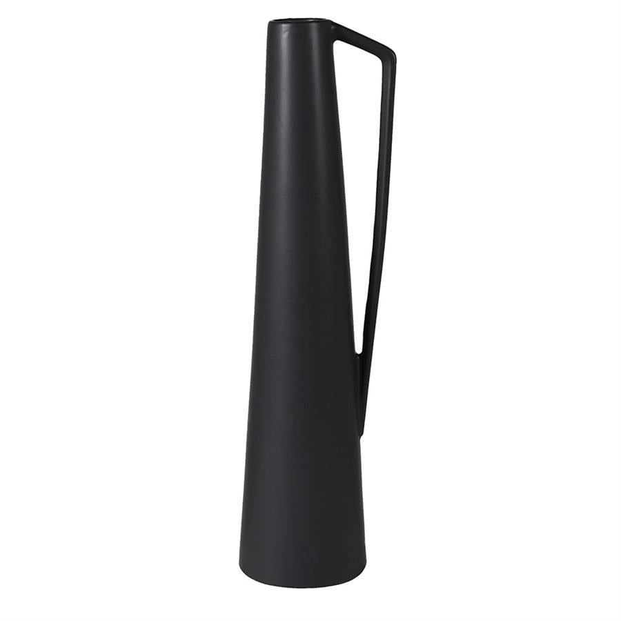 Slim Matt Black Ceramic Vase - Modern Minimalist Design