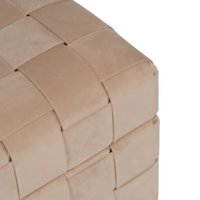 Small Beige Weave Storage Bench - LUXONAS