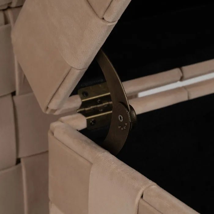 Small Beige Weave Storage Bench - LUXONAS