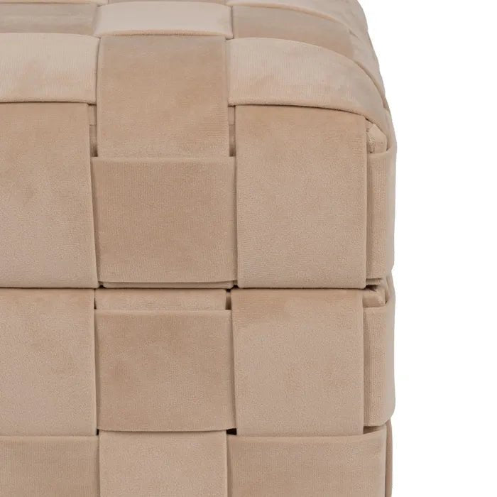 Small Beige Weave Storage Bench - LUXONAS