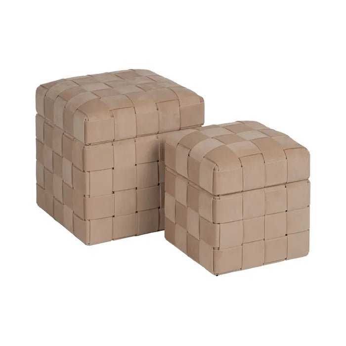 Small Beige Weave Storage Bench - LUXONAS