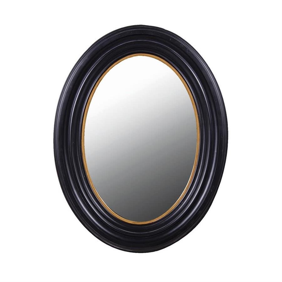 Small Black & Gold Oval Mirror