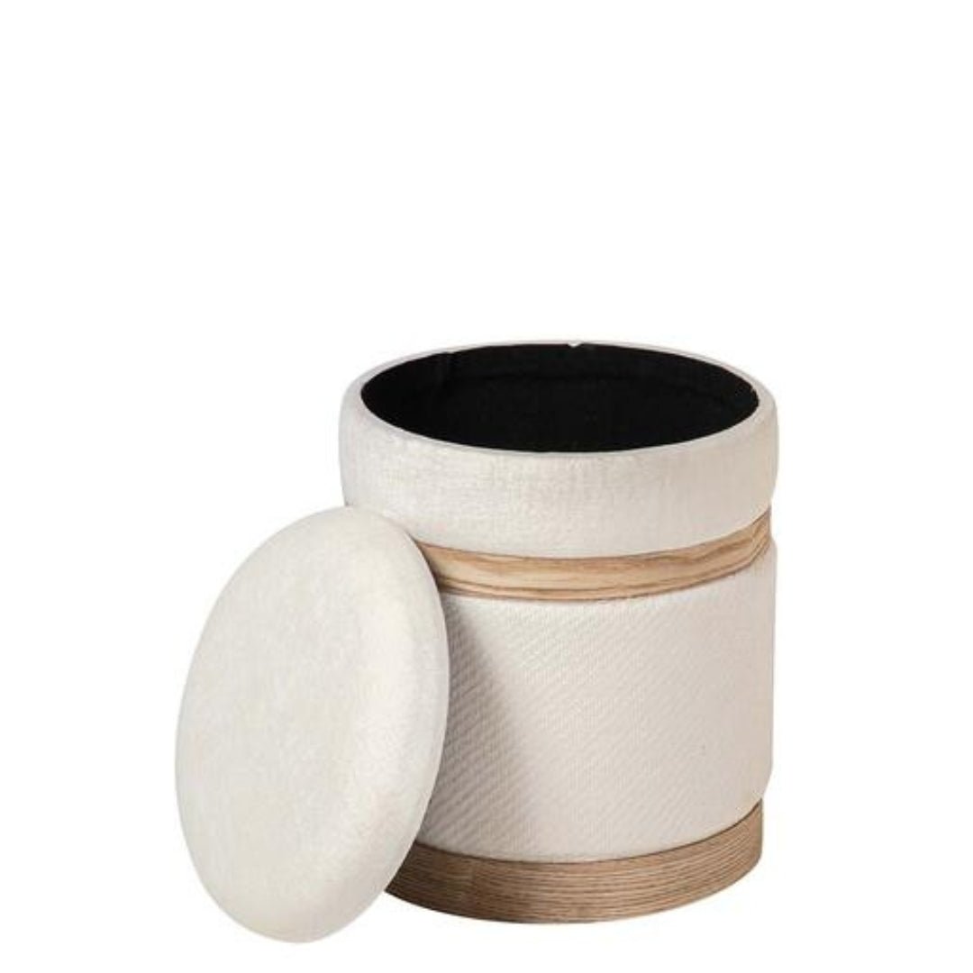 Small Cream & Wood Puff - LUXONAS