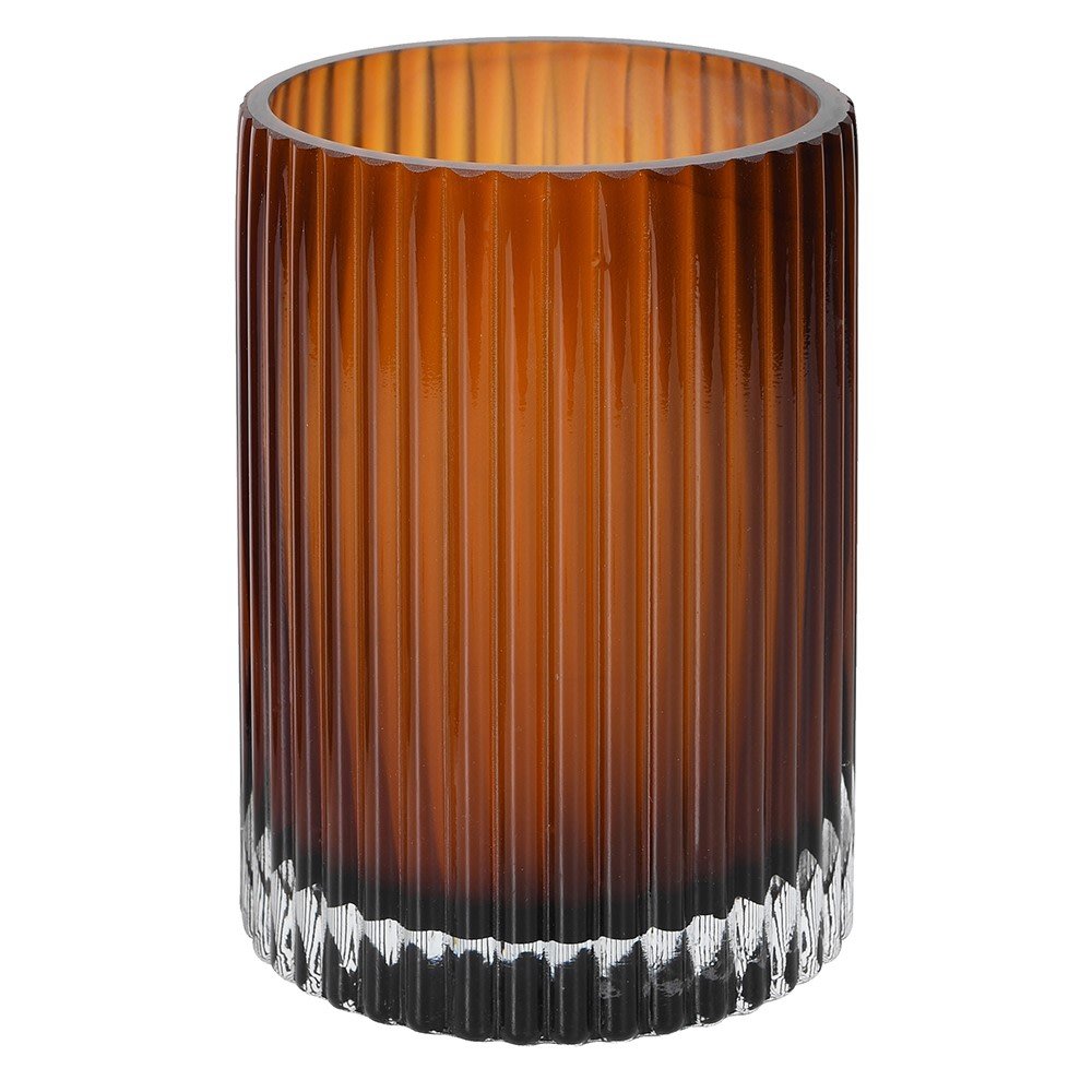 Small Smoke Fluted Vase - Elegant Glass Centerpiece