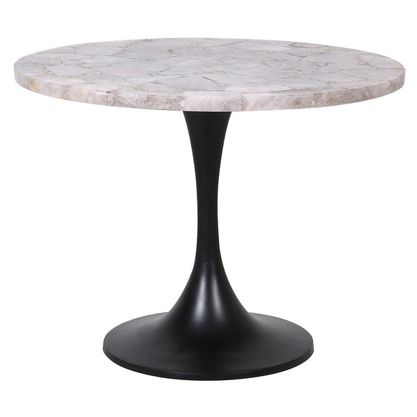 Smokey Quartz Marble Side Table with Aluminum Base