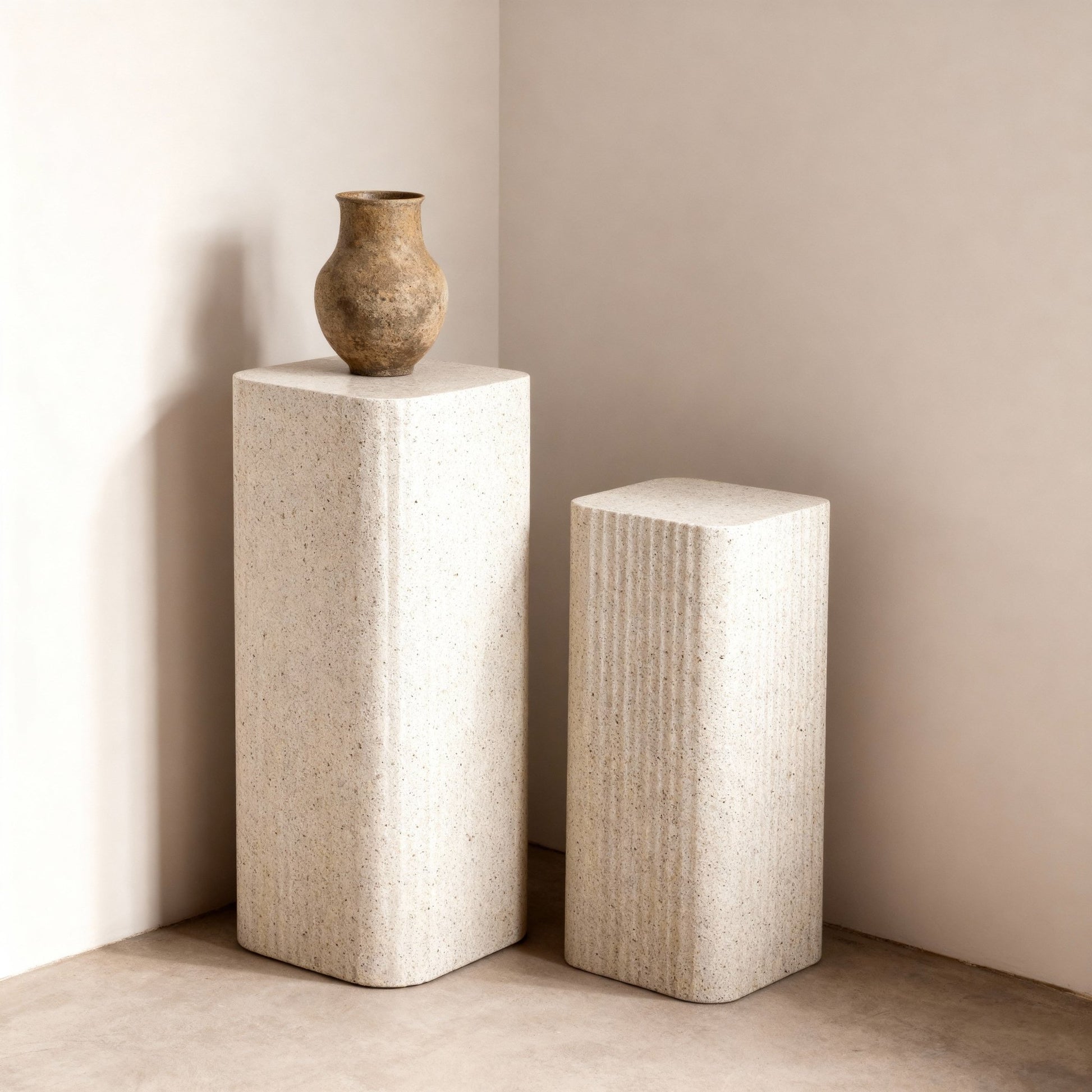 Square Tall White Pedestal - LUXONAS