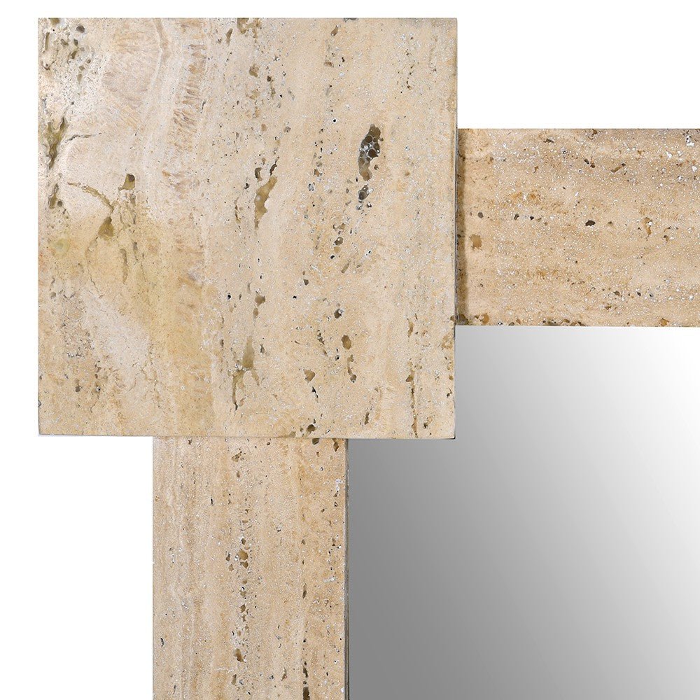 Square Travertine Marble Wall Mirror - LUXONAS