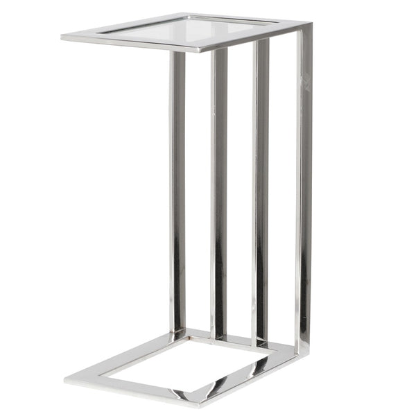 Stainless Steel Sofa Table w/Glass Top