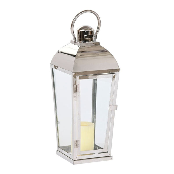 60cm Elegant Silver Steel & Glass Lantern