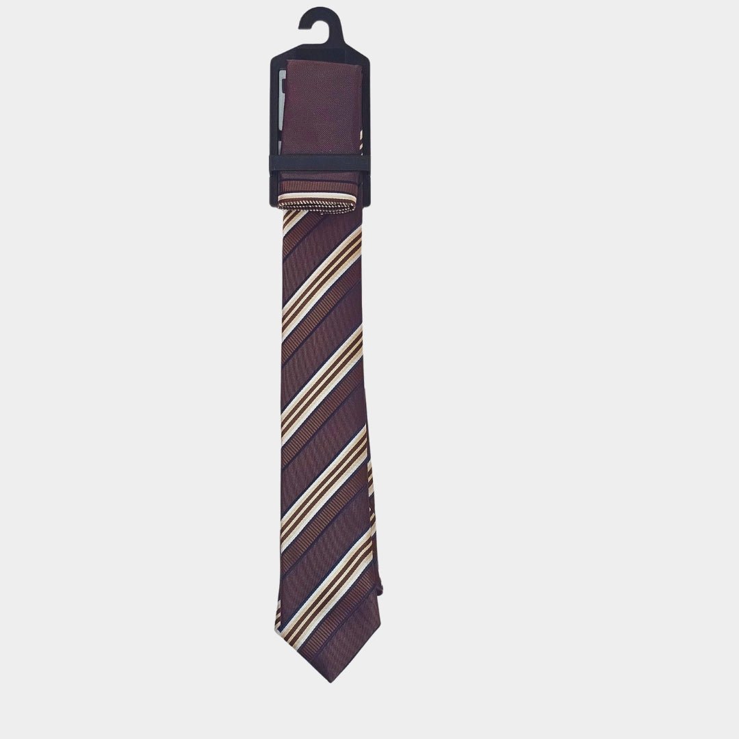 Stripe Design Tie and Pocket Square Set
